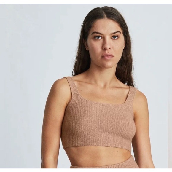 Everlane Camel Yak And Wool Blend The Cozy Stretch Knit Cropped Tank Size M NWT - Picture 6 of 6